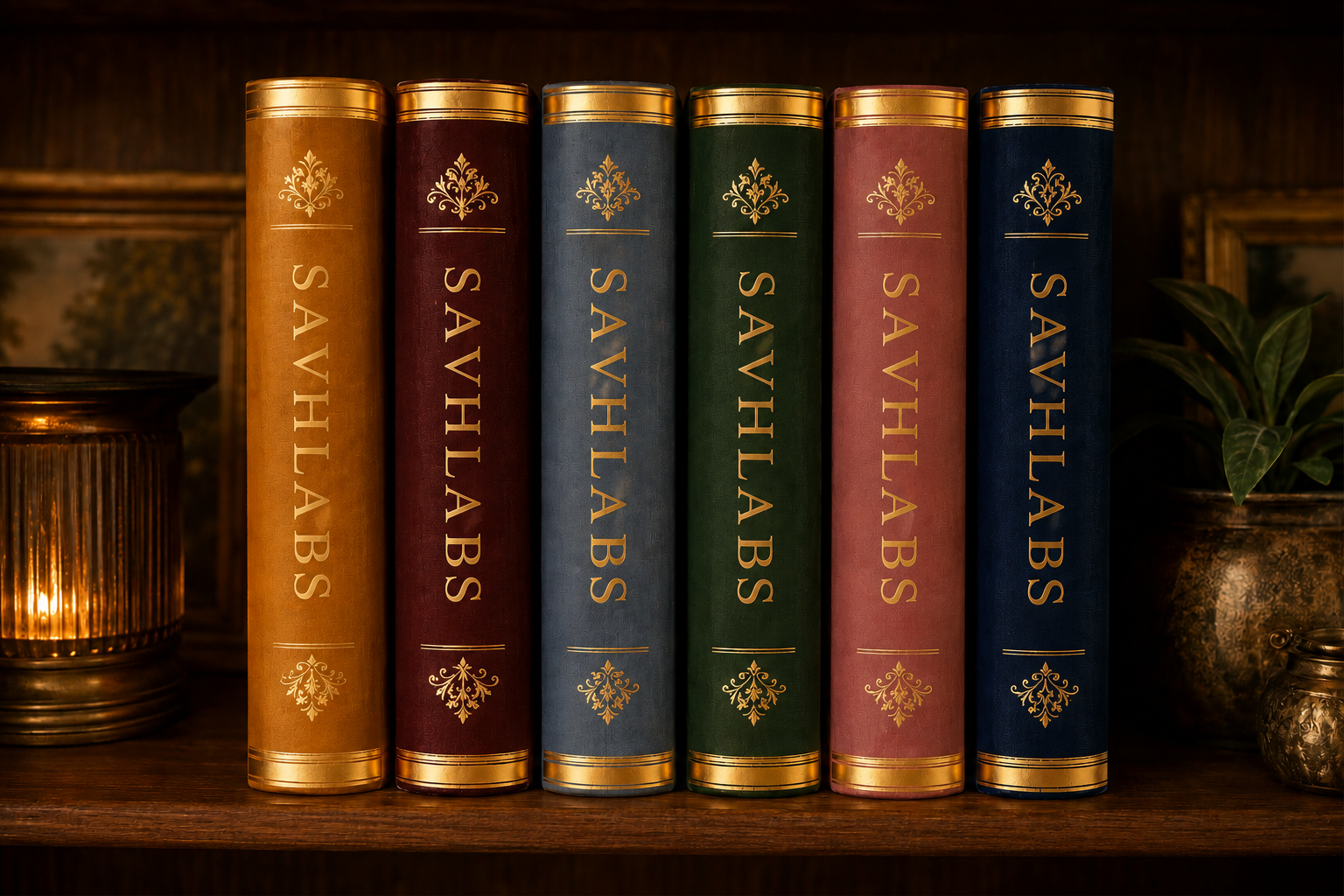 SavhLabs storybooks on a shelf